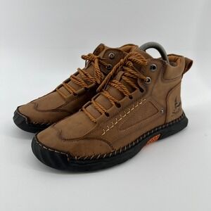 Salkin Men's 9.5 Brown Leather Lace Up High Top Boots Casual Fashion Ankle Shoes